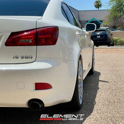 19 Inch Staggered MRR GF9 in Machine Silver on a 2006 Lexus IS350