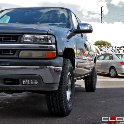 16x8 American Racing AR969 Aspen Off Road Machined Face w/ Satin Black Ring on a 2001 Chevy Silverado 1500 w/ Specs