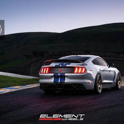 20 Staggered HRE 305 GTS Satin Gold on a 2017 Ford Mustang GT350