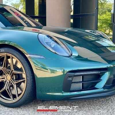20/21 Double Staggered Variant Zeno in Satin Bronze on a 2023 Porsche 911 Carrera 992