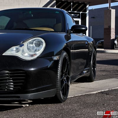 19 inch Staggered Ruger Split Matte Black on a 2003 Porsche Carrera 4S w/ Specs