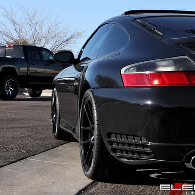 19 inch Staggered Ruger Split Matte Black on a 2003 Porsche Carrera 4S w/ Specs