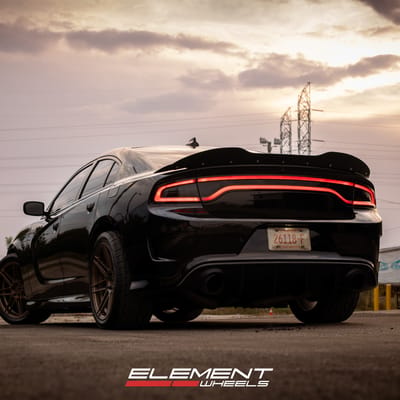 Staggered 20 inch Ferrada Forge-8 FR6 in Matte Bronze on a 2021 Dodge Charger