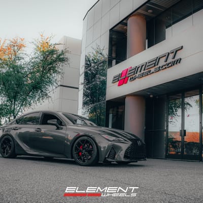 19 Staggered Vossen HF-5 in Gloss Black on a 2024 Lexus IS 350 F Sport