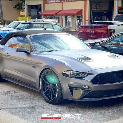 20 inch Staggered Ferrada CM2 in Matte Black on a 2019 Ford Mustang