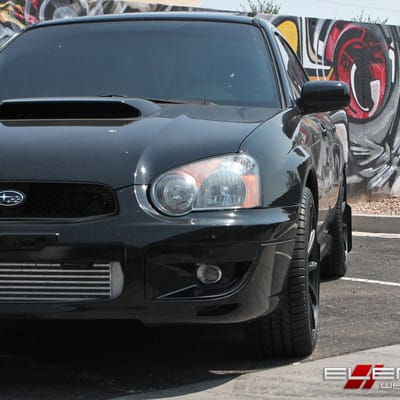 18x8 Niche Essen Matte Black on a 2004 Subaru WRX w/ Specs