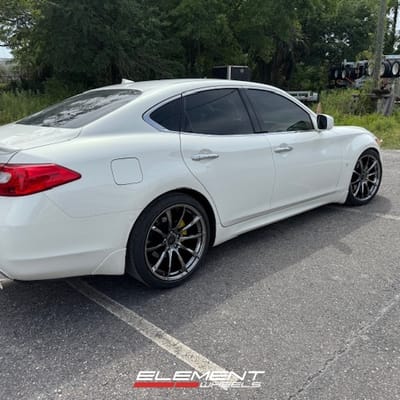 Staggered 20 inch Ace Alloy AFF05 in Black Chrome on an Infiniti M37
