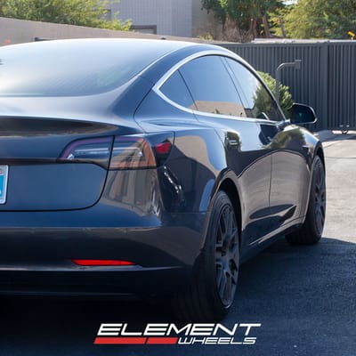 18 inch TSW Nurburgring Matte Gunmetal on a 2018 Tesla Model 3 RWD