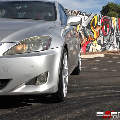 19 inch Staggered Curva Concepts C7 Gloss Silver on 2006 Lexus IS350