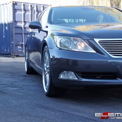 22 in staggered XIX X15 Silver w/machined Face (Chrome Stainless Steel Lip) on a 2007 Lexus LS460 w/ Specs