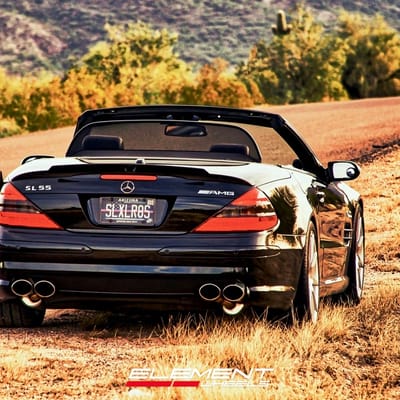 Staggered 19 inch TSW Interlagos on a 2003 Mercedes-Benz SL55 AMG