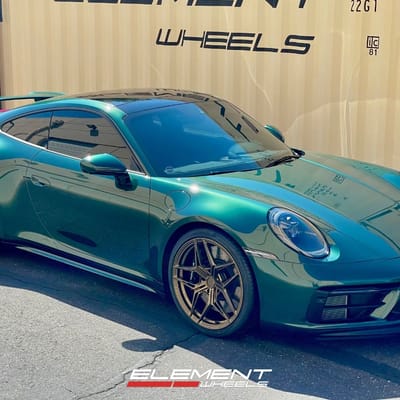 20/21 Double Staggered Variant Zeno in Satin Bronze on a 2023 Porsche 911 Carrera 992