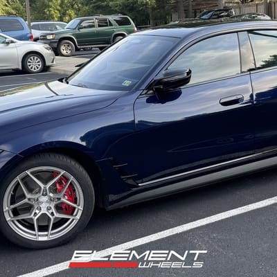 19 inch Staggered Rohana RFX11 Brushed Titanium on a 2023 BMW i4 w/ M Sport Brakes