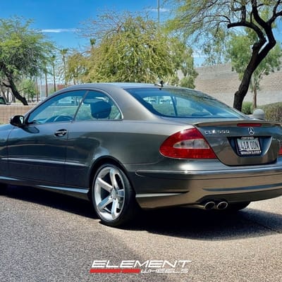 18 inch Staggered MRR VP5 in Gloss Silver Machined on a 2009 Mercedes-Benz CLK550