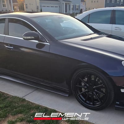 Staggered 19 inch Ferrada FR4 in Matte Black on an 2006 Mercedes CLS55 AMG