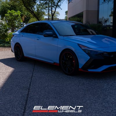 19 Inch Variant Radon in Gloss Piano Black on a 2022 Hyundai Elantra N