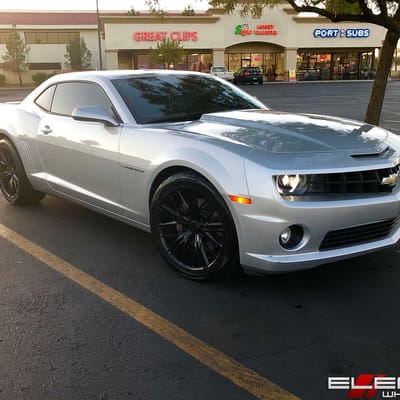 20 inch Staggered MRR M650 Camaro ZL1 Replica Satin Black on a 2010 Chevy Camaro SS w/ Specs