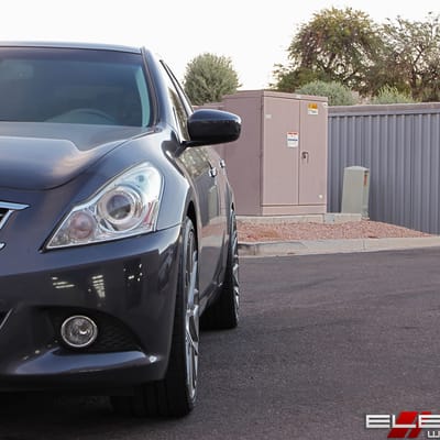 20 inch Staggered Rohana RFX10 Brushed Titanium on a 2010 Infiniti G37S Sedan w/ Specs