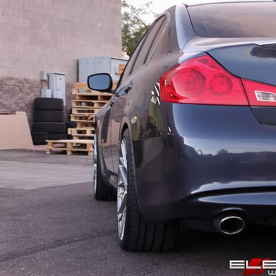 20 inch Staggered Rohana RFX10 Brushed Titanium on a 2010 Infiniti G37S Sedan w/ Specs