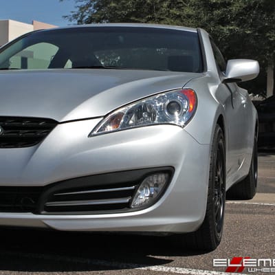 18 in staggered TSW Valencia Matte Black on a 2010 Hyundai Genesis Coupe w/ specs