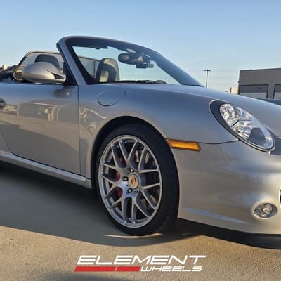 Staggered 19 inch Ruger Mesh in Liquid Silver on a 2010 Porsche 911 Carrera 997 Turbo