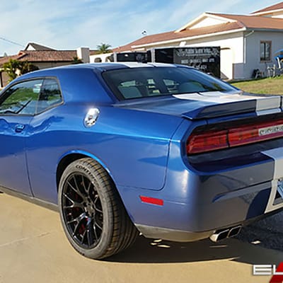 20 inch Staggered Hellcat Replica Wheels Gloss Black on a 2011 Dodge Challenger SRT w/ Specs