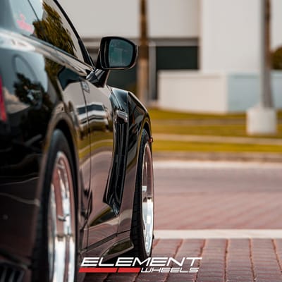 20 inch Staggered Variant EBU-3P Brushed Face w/ Polished Lip on a 2023 Nissan GTR
