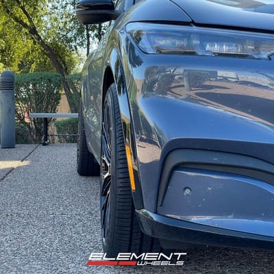 20 inch Staggered Lexani Aries in Full Gloss Black on a 2021 Ford Mustang Mach E AWD