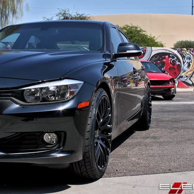 20 inch Staggered MRR HR6 Matte Black on a 2013 BMW 328i w/ Specs