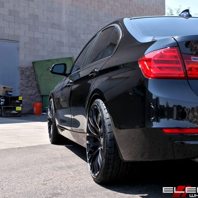 20 inch Staggered MRR HR6 Matte Black on a 2013 BMW 328i w/ Specs