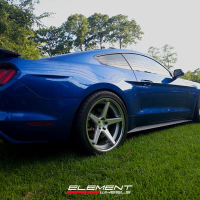20 inch Staggered Ferrada FR3 in Machine Silver on a 2017 Ford Mustang GT