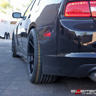 20 inch Staggered Rohana RF2 Matte Black (Rotary Forged) on a 2013 Dodge Charger SRT w/ specs