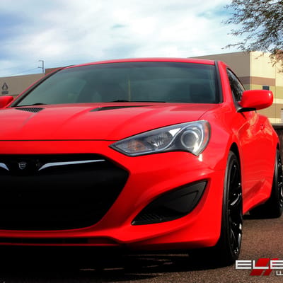 19 inch Staggered Ground Force GF09 Matte Black on 2013 Hyundai Genesis Coupe w/ Specs