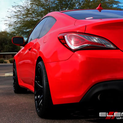 19 inch Staggered Ground Force GF09 Matte Black on 2013 Hyundai Genesis Coupe w/ Specs