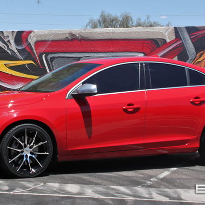 19x8.5 TSW Sprint Gloss Black w/ Mirror Cut Face on a 2013 Volvo S60 w/ Specs