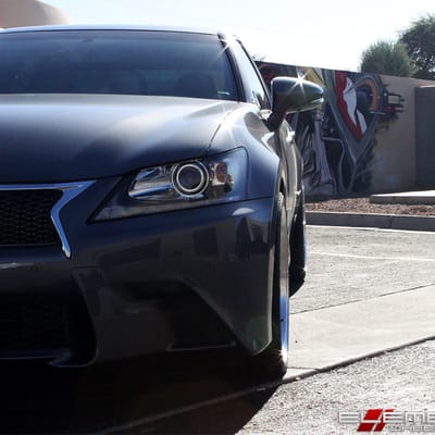 20 inch Staggered Ace Alloy AFF04 Black Chrome w/ Machined Lip on a 2014 Lexus GS350 w/ Specs