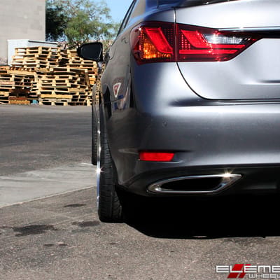 20 inch Staggered Ace Alloy AFF04 Black Chrome w/ Machined Lip on a 2014 Lexus GS350 w/ Specs