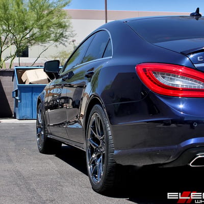 19 inch Staggered Ace Alloy AFF02 Black Chrome on a 2014 Mercedes Benz CLS550 w/ Specs