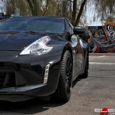19 inch Staggered Klutch KM20 Gloss Black on a 2014 Nissan 370Z w/ Specs