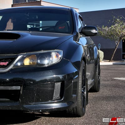 18x8 Vertini RF1.2 Gloss Black Brush Tint on a 2014 Subaru WRX STI w/ Specs