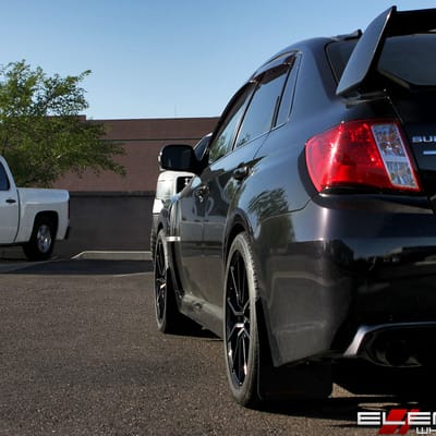 18x8 Vertini RF1.2 Gloss Black Brush Tint on a 2014 Subaru WRX STI w/ Specs