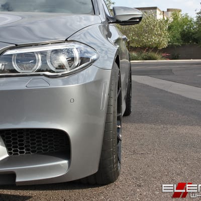 20 in staggeredVertini RF1.2 Gloss Black (Rotary Forged) on a 2014 BMW M5 w/specs