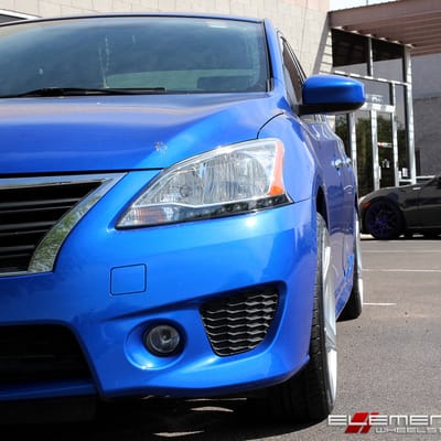 19x8.5 Black Di Forza BM-11 Brushed Silver on 2014 Nissan Sentra w/ Specs