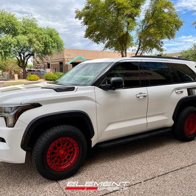 18 inch Black Rhino Primm Candy Red w/ Black Bolts on a 2023 Toyota Sequoia TRD Pro
