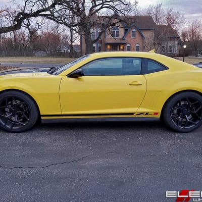 20 inch Staggered MRR 228 Camaro Z28 Replica Wheels Gloss Black on a 2015 Chevy Camaro ZL1 w/ Specs