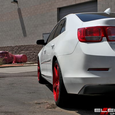 20x8.5 Niche Milan Candy Red on a 2015 Chevy Malibu w/ Specs