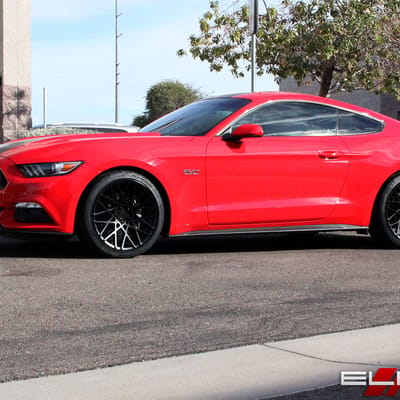 20x10 Rotiform BLQ All Matte Black R112 on a 15 Ford Mustang 5.0 w/ Specs