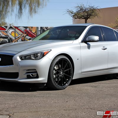 20 inch Staggered Variant Alloy Argon Piano Black (Cold Forged) on a 2015 Infiniti Q50 RWD w/ Specs