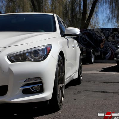 20 inch Staggered Verde V99 Axis Gloss Bronze on a 2015 Infiniti Q50 RWD w/ Specs