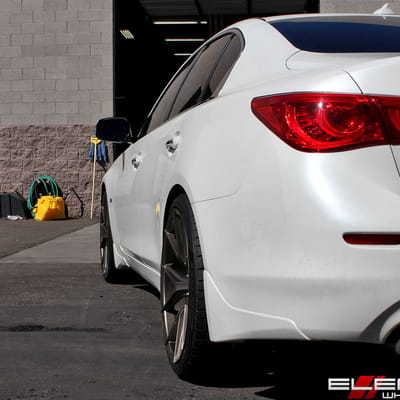 20 inch Staggered Verde V99 Axis Gloss Bronze on a 2015 Infiniti Q50 RWD w/ Specs